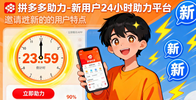 拼多多助力-新用户24小时助力平台