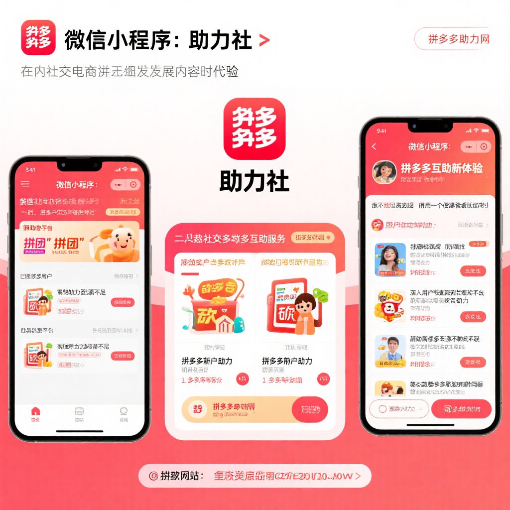 拼多多互助新体验助力社小程序真人助力砍价无忧