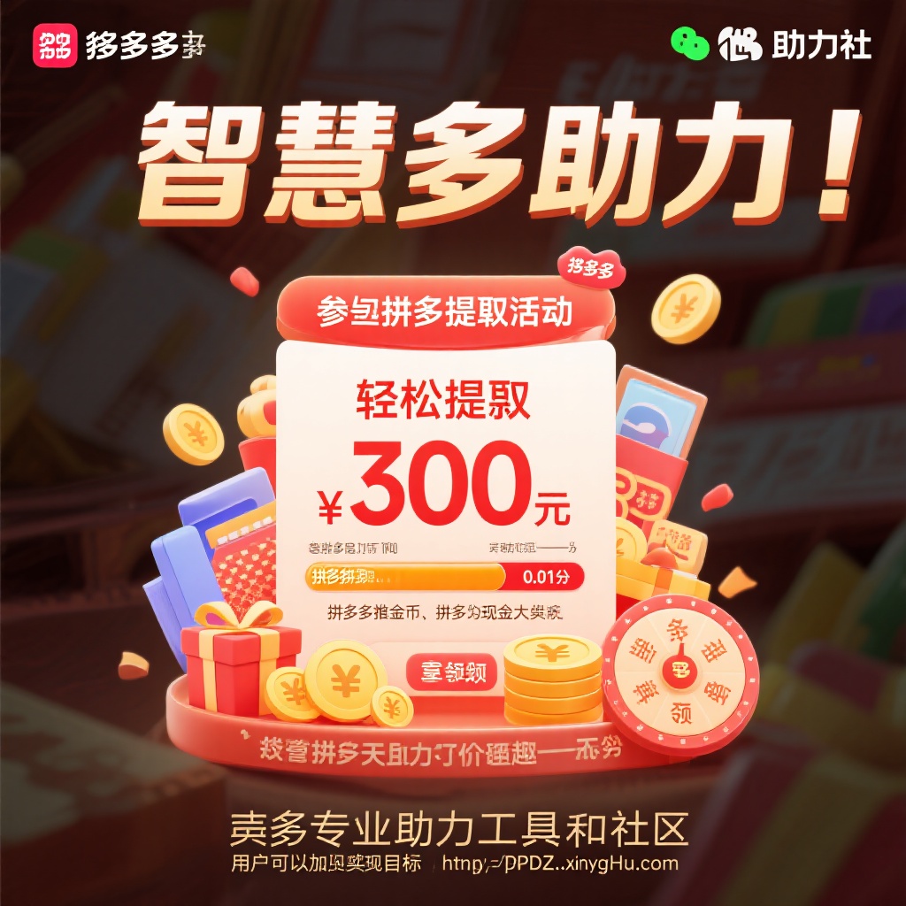 拼多多助力智慧互助轻松提现300元攻略