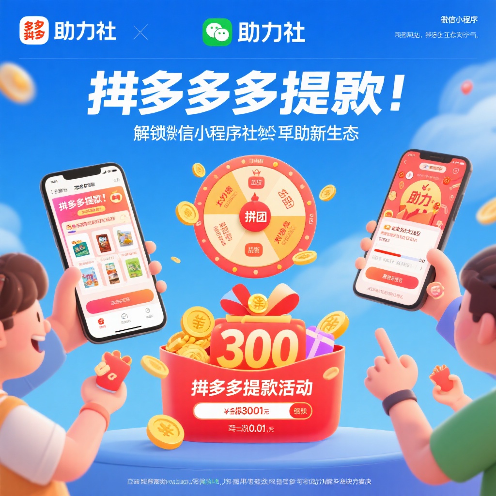 拼多多提现新招微信小程序助力社解锁互助生态